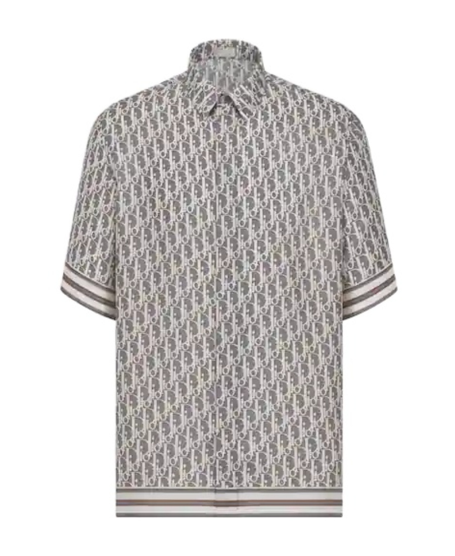 Dior Pattern Short-sleeved Shirt In Gray