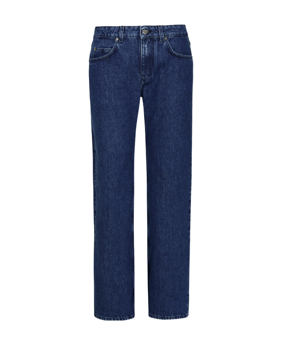 Off-white Logo Patch Straight Leg Jeans In Blue