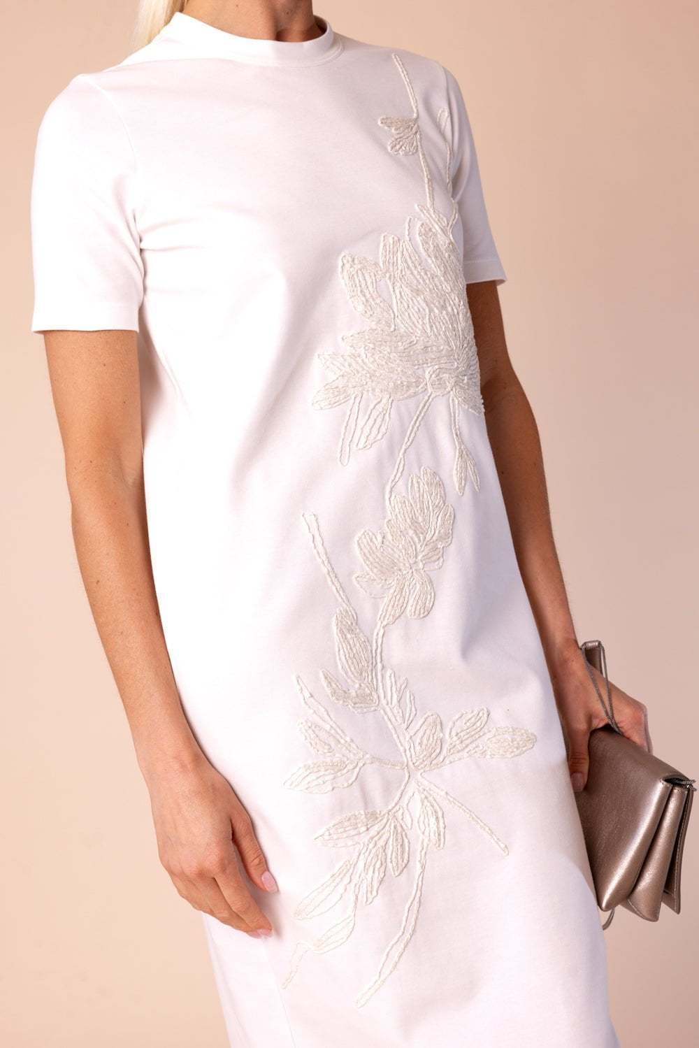 Brunello Cucinelli Bead-embellshed Twill Midi Dress In White