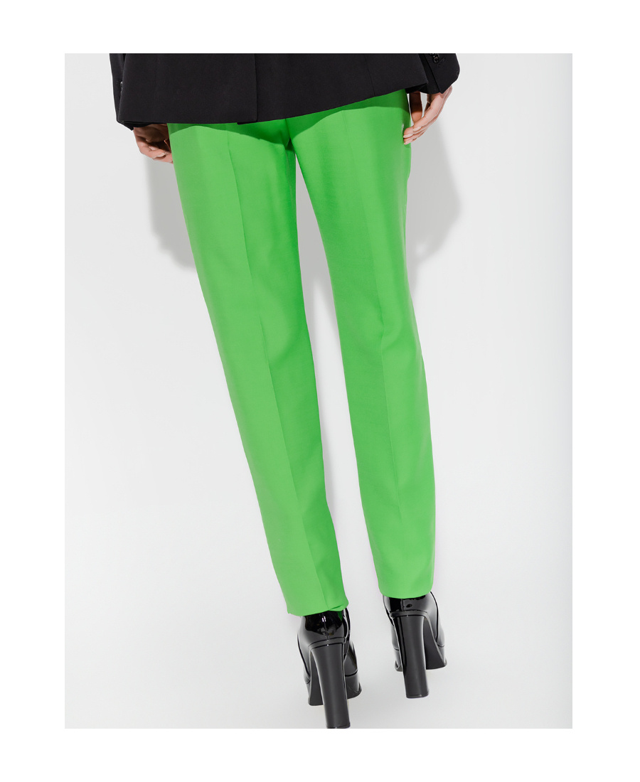 Shop Alexander Mcqueen Wool Cigarette-cut Trousers In Green