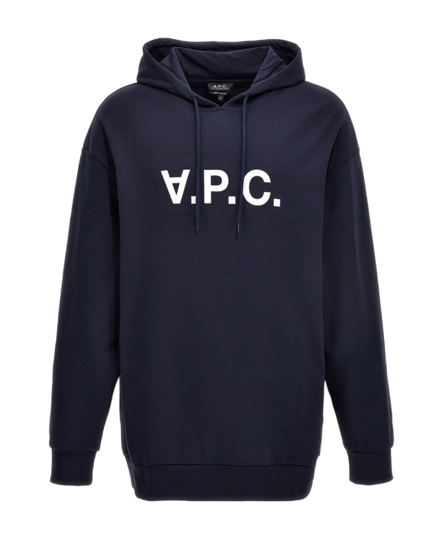 Apc A.p.c. Milo Hoodie With Flocked Logo Print In Black