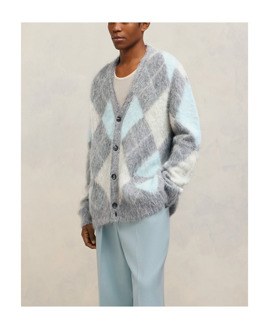 Ami Alexandre Mattiussi Ami Argyle Button-up Long-sleeved Cardigan In Gray