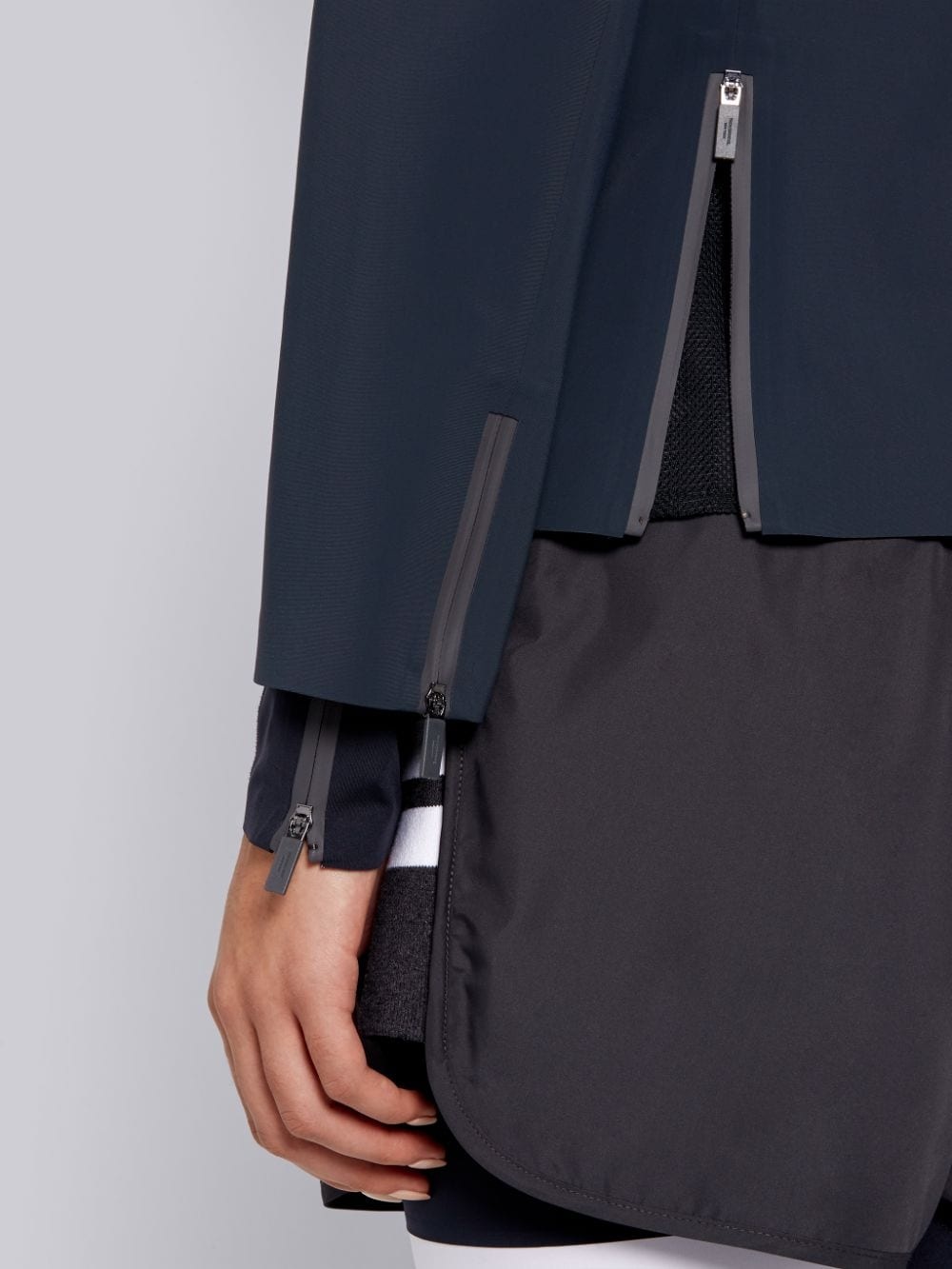 Thom Browne 4-bar Tech Compression Zip-up Jacket In Black