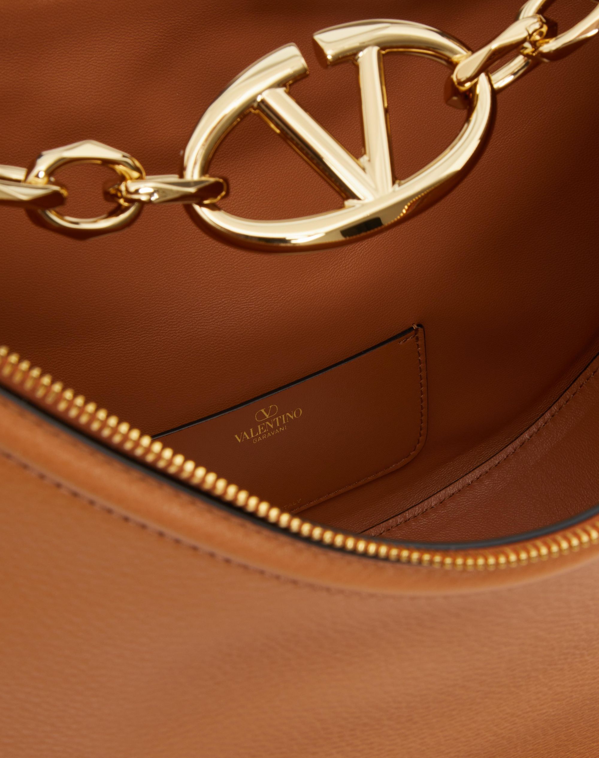 Valentino Vlogo Moon Zip-up Medium Shoulder Bag In Brown