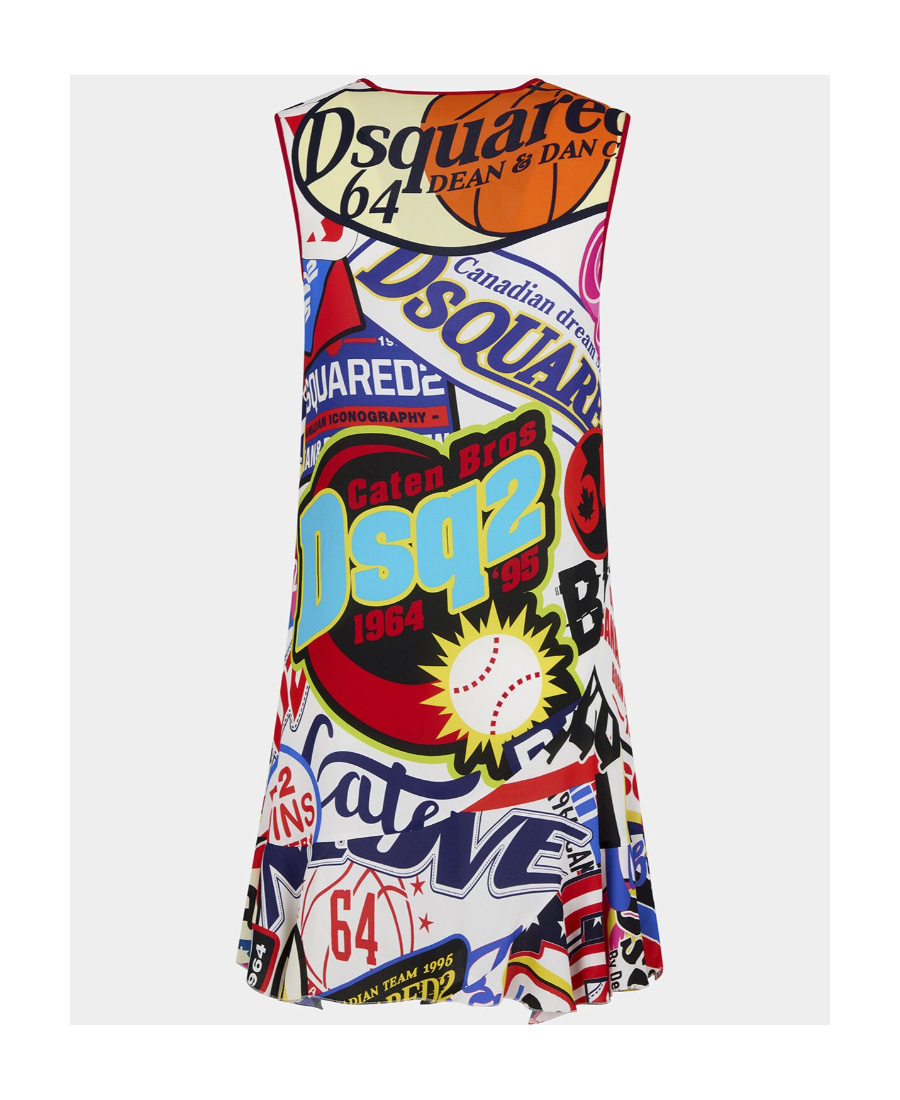 Dsquared2 Graphic-print Sleeveless Minidress In Multicolor