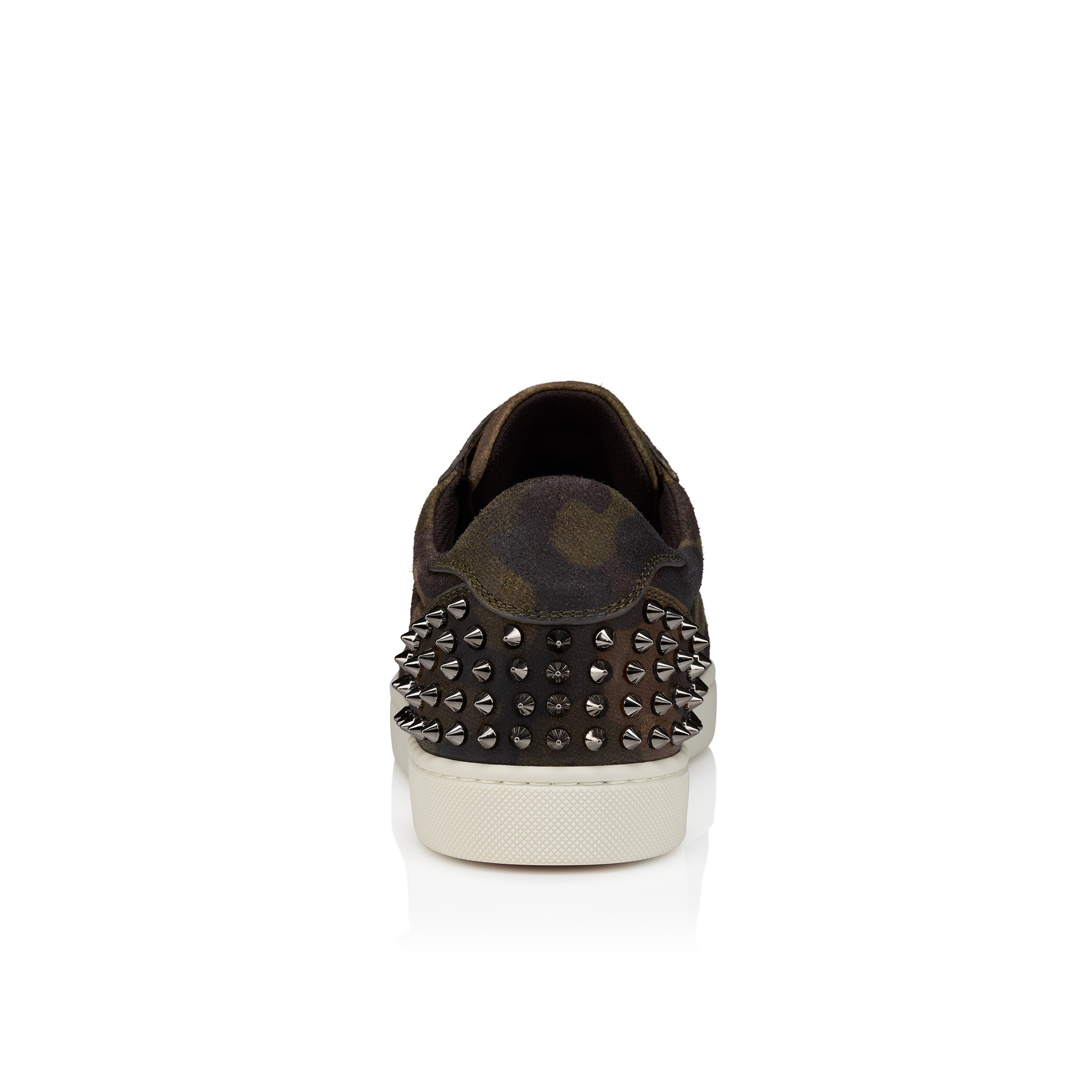 Christian Louboutin Seavaste Camouflage Spiked Suede Sneakers In Brown