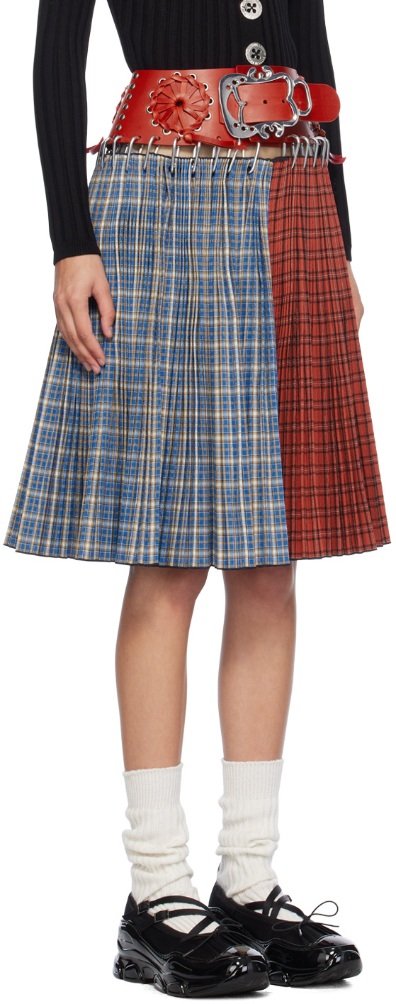 Chopova Lowena Blue & Red Ethel Knee Carabiner Midi Skirt In Multicolor