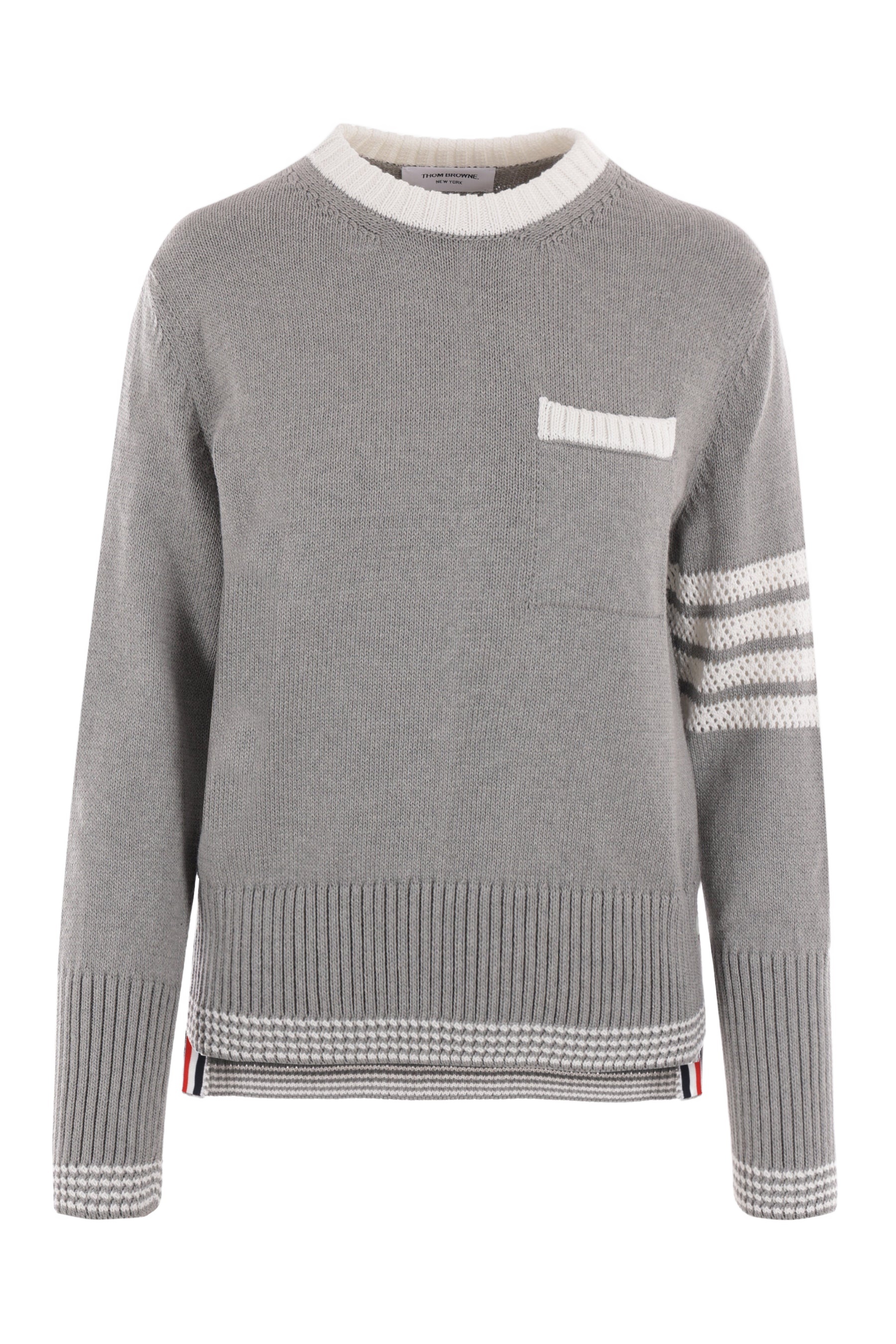Thom Browne Jersey 4-bar Cotton Sweater In Gray
