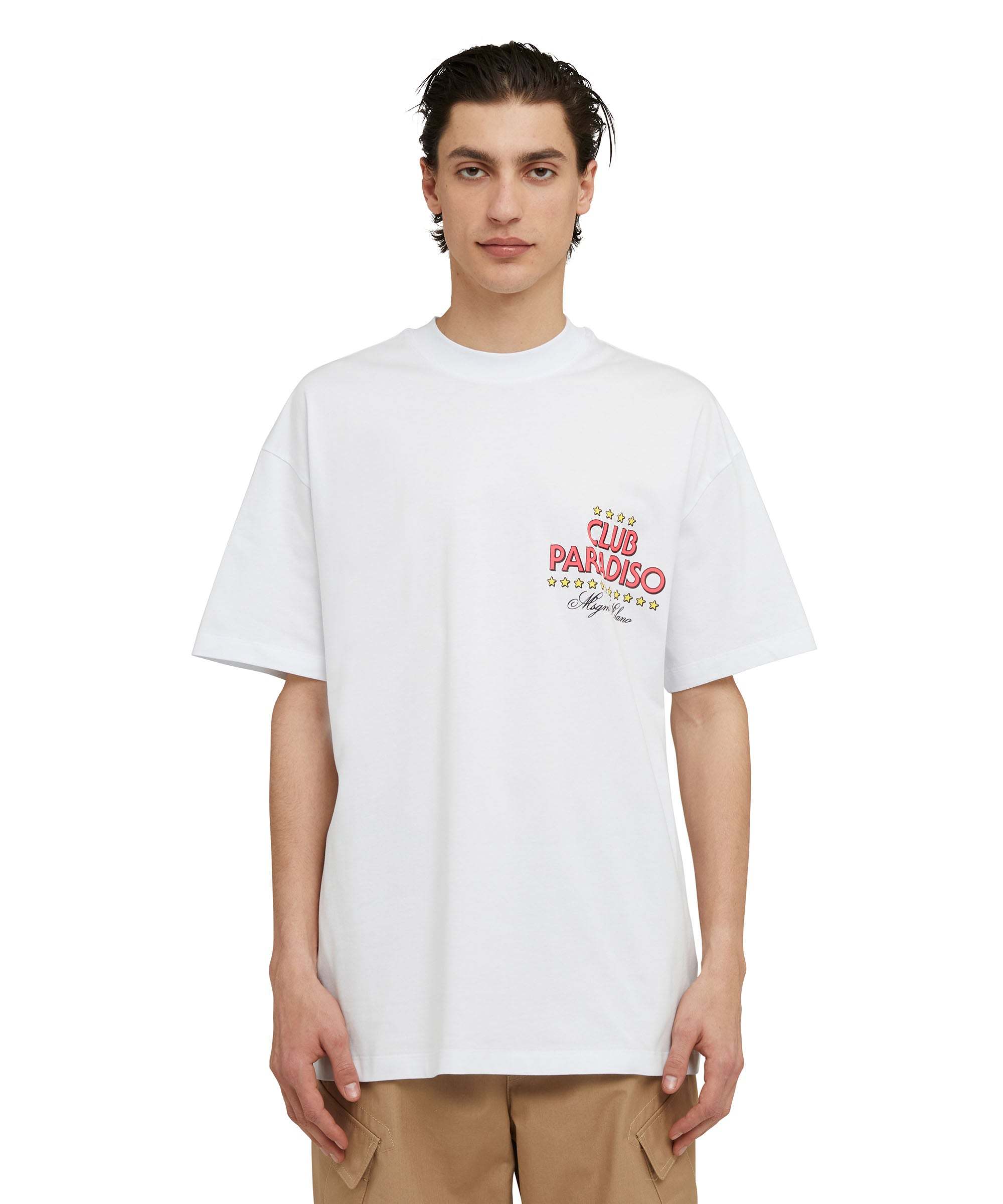 Msgm Club Paradiso Cotton T-shirt In White