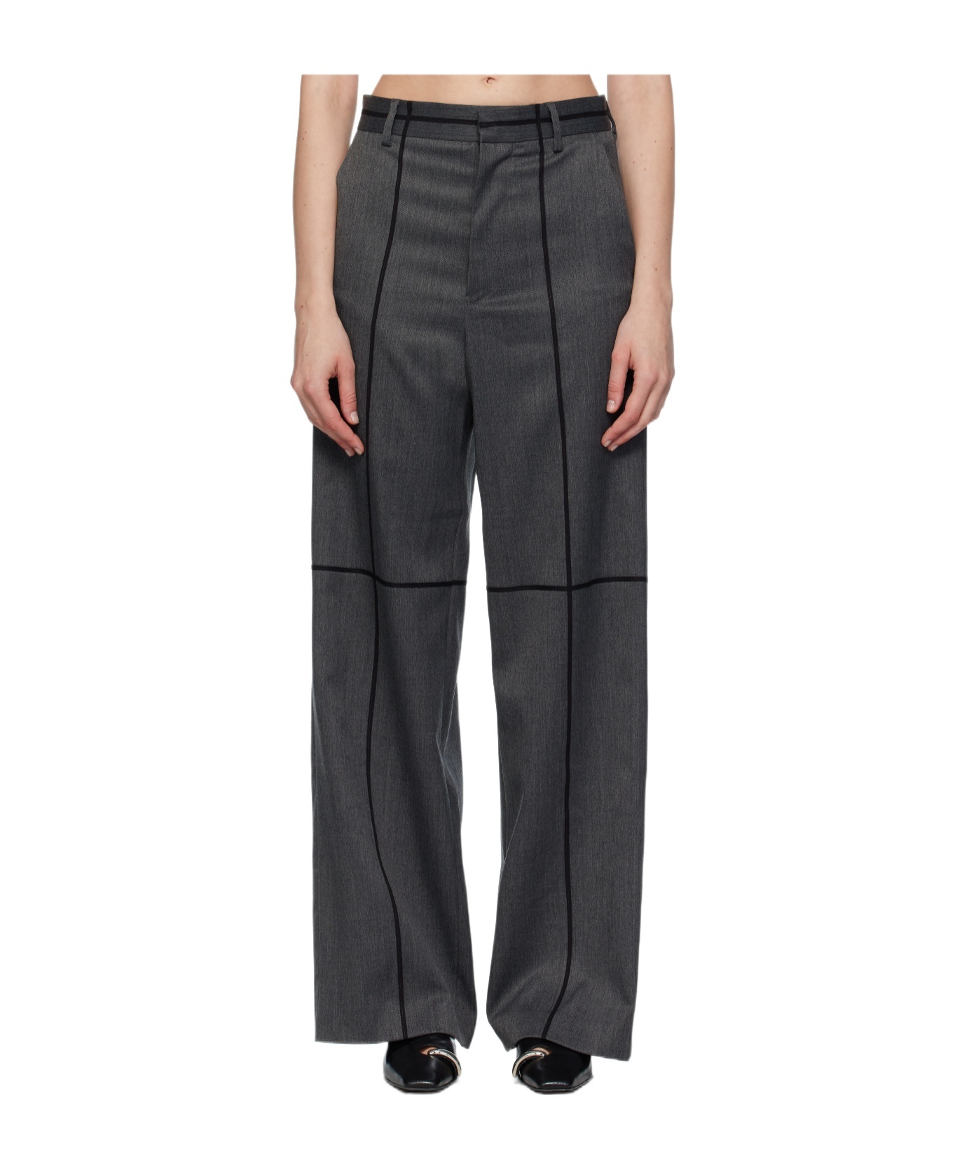 Mm6 Maison Margiela Gray Tailoring Wool Trousers In Black