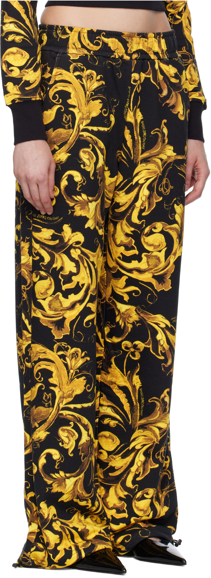 Versace Jeans Patterned Casual Pants In Yellow