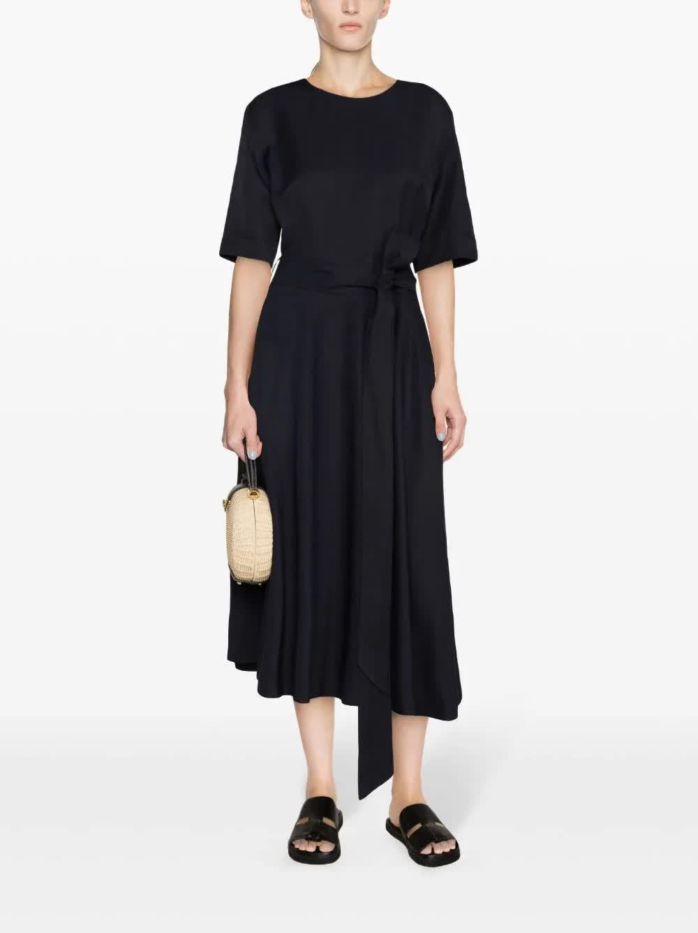 P.a.r.o.s.h Parosh Short Sleeves Crew Neck Chemisier Dress In Black