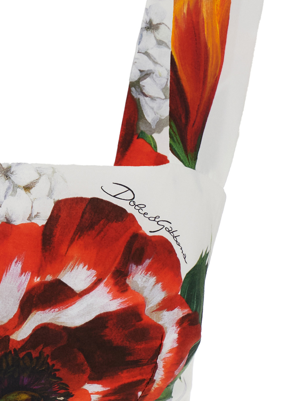 Dolce & Gabbana Multicolor Croped Top With Square Neck And All-over Floral Design In Cotton Woman