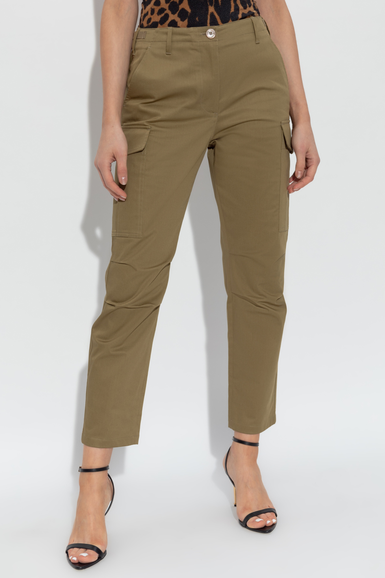 Tom Ford Logo Patch Cargo Pants In Green