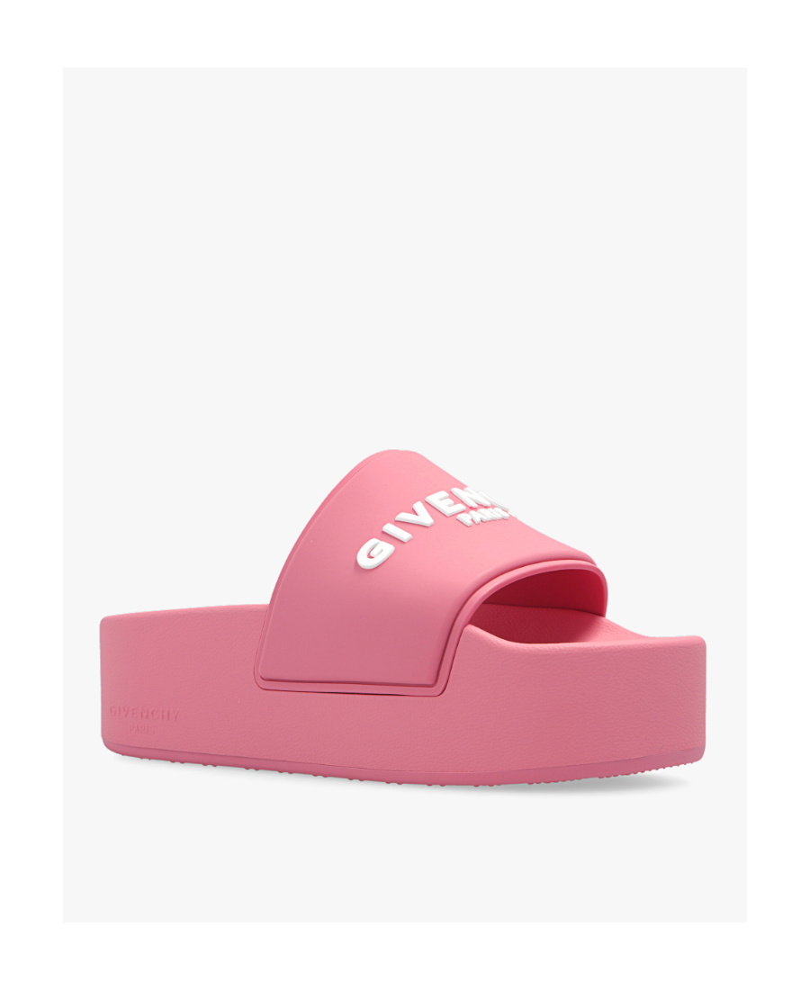 Givenchy Logoed Rubber Platform Slides In Pink