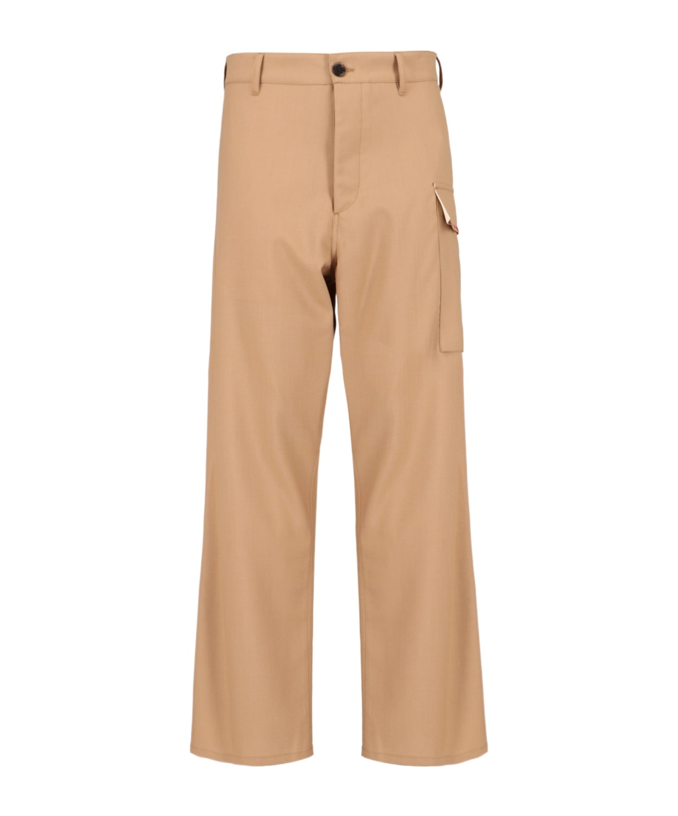 Marni Cotton Cargo Pants With Elastic Waistband In Nude
