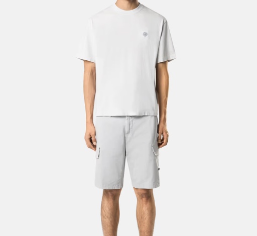 Stone Island Short-sleeved Crew Neck T-shirt With Subtle Emblem Patch In White
