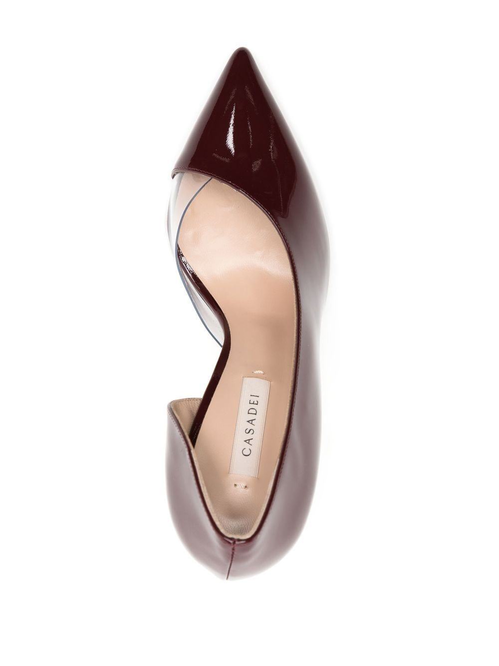 Casadei Pointed-toe High-shine Finish Pumps In Brown
