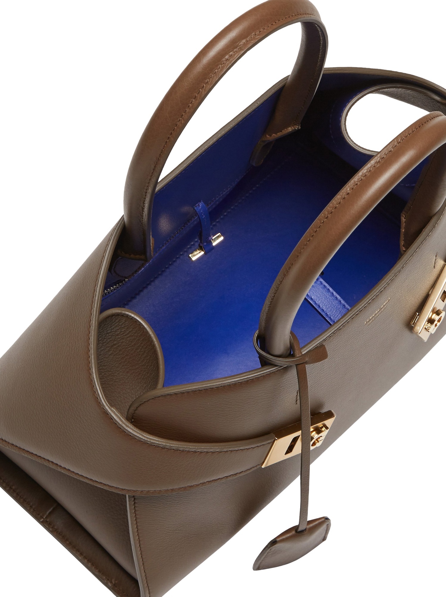 Ferragamo Borsa A Mano Hug Mini In Pelle Fango Donna In Brown