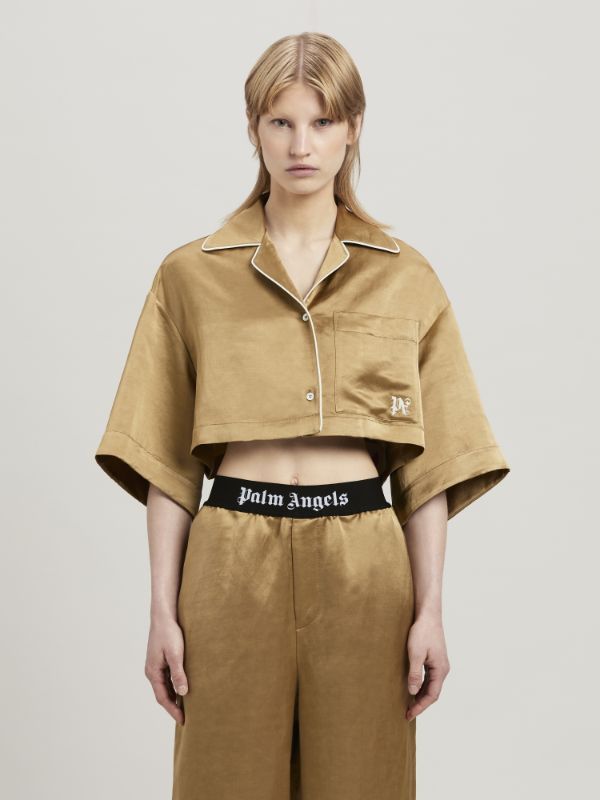 Palm Angels Printed Short-sleeved Shirt In Nude