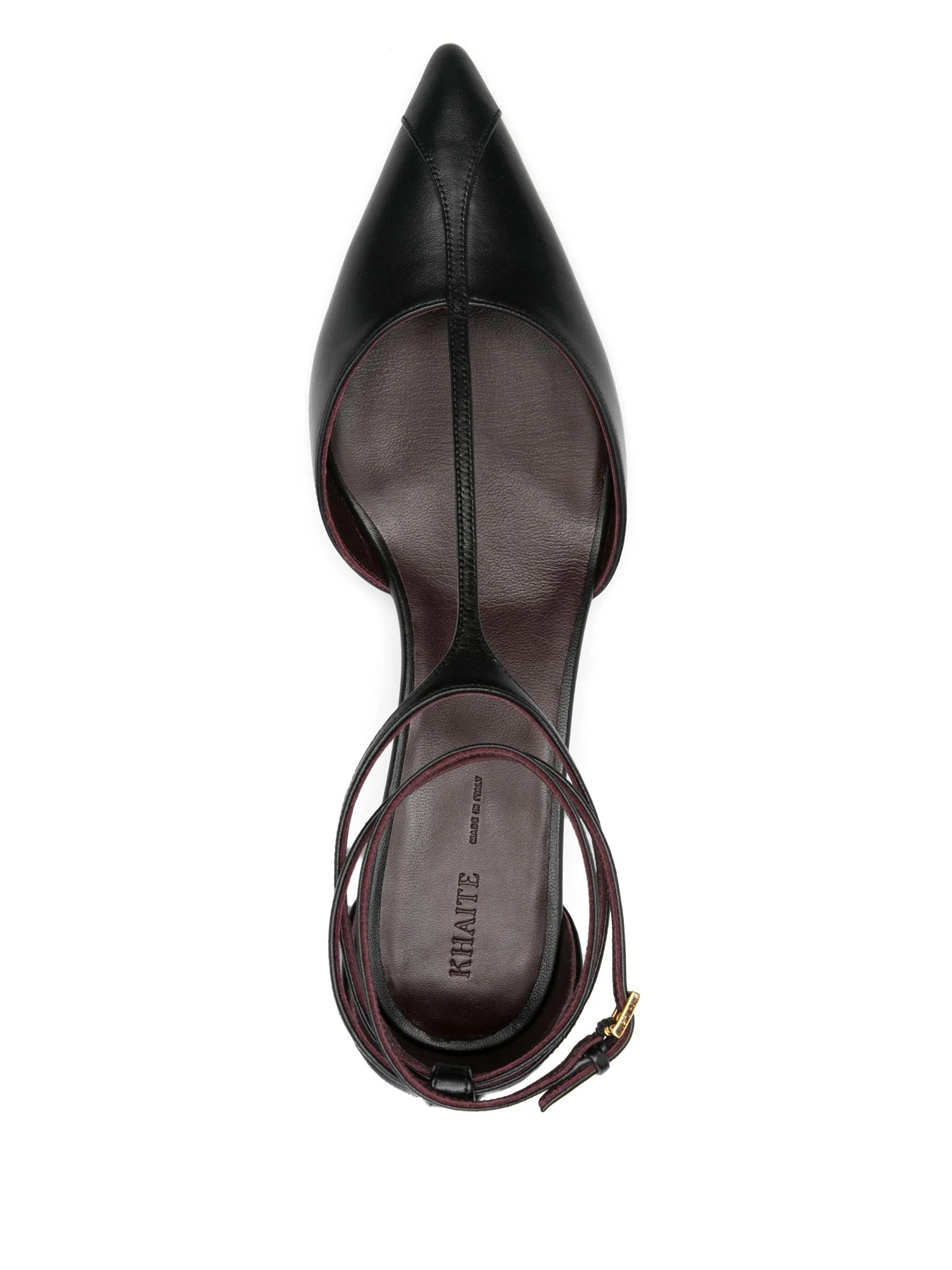 Khaite Pointed Toe Black Ankle Strap Sandals In Black