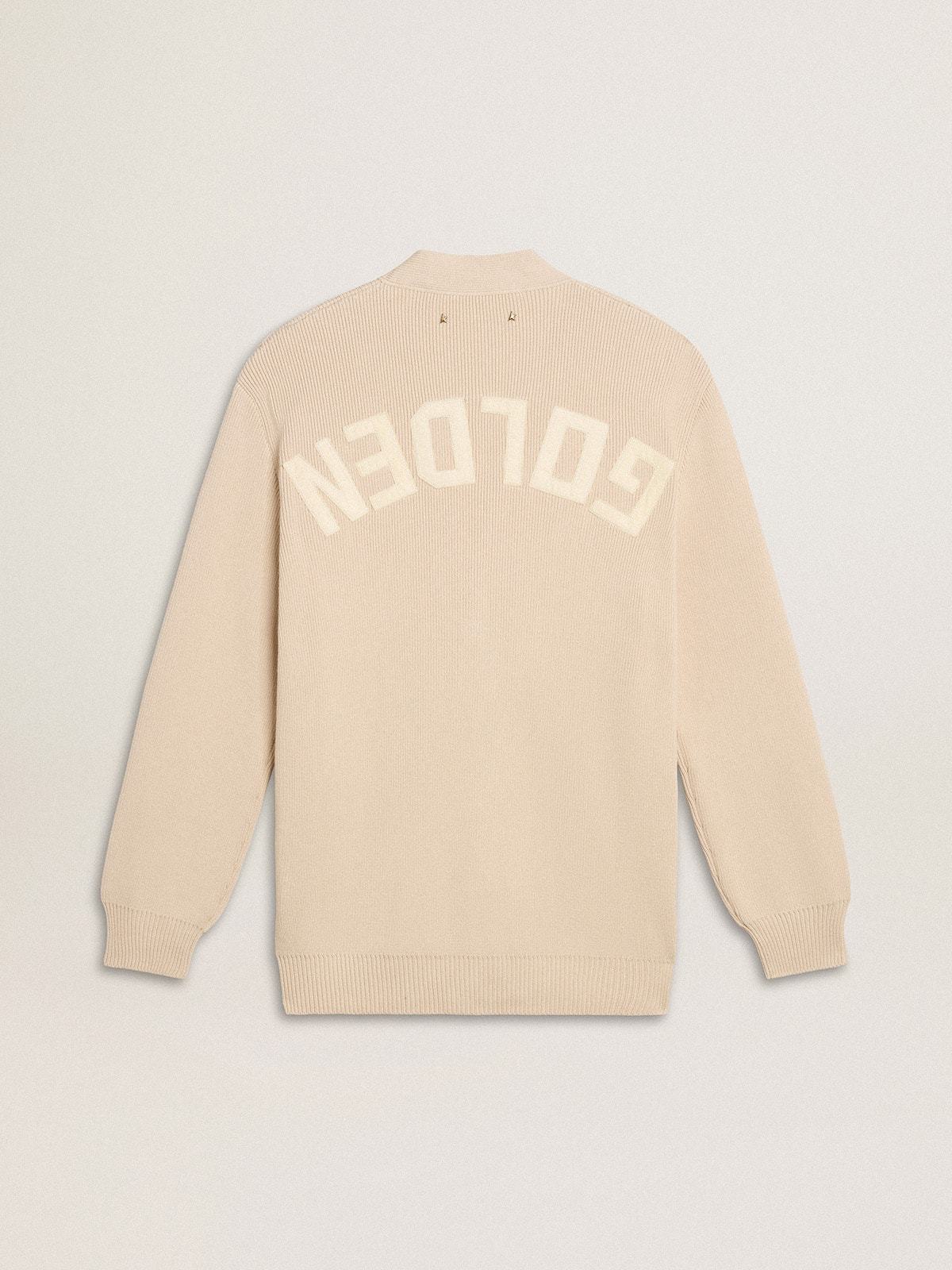 Golden Goose Womens Beige Cardigan With 'golden' Lettering On The Back In Neutral