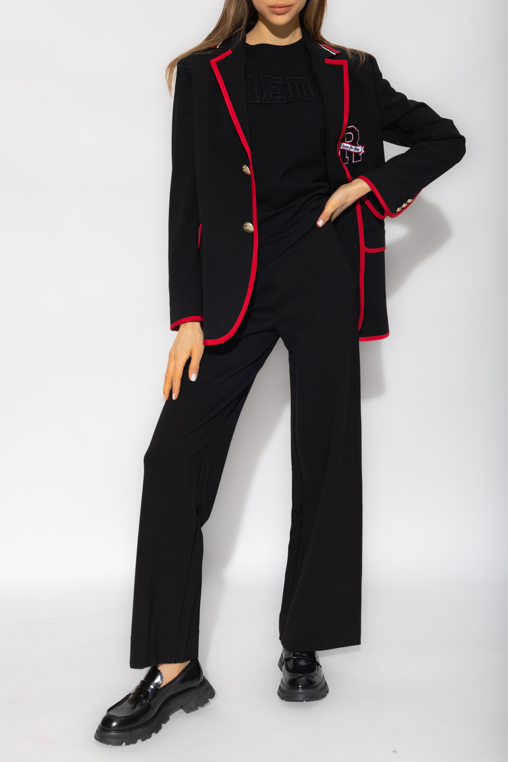 Red Valentino Single-breasted Suit Jacket In Black