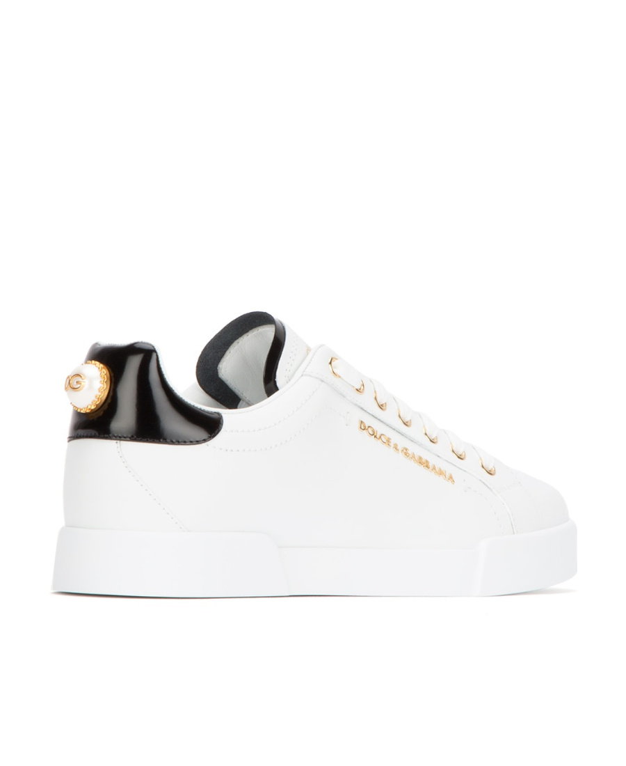 Dolce & Gabbana White Low Top Sneakers With Logo Lettering On The Tongue And Logo Detail On The Heel In Leather Woma In White