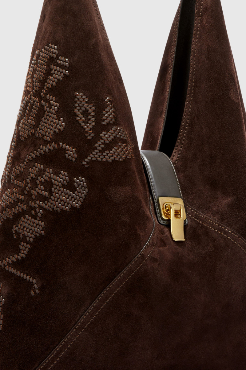 Ermanno Scervino Dudu Large Embroidered In Suede In Black