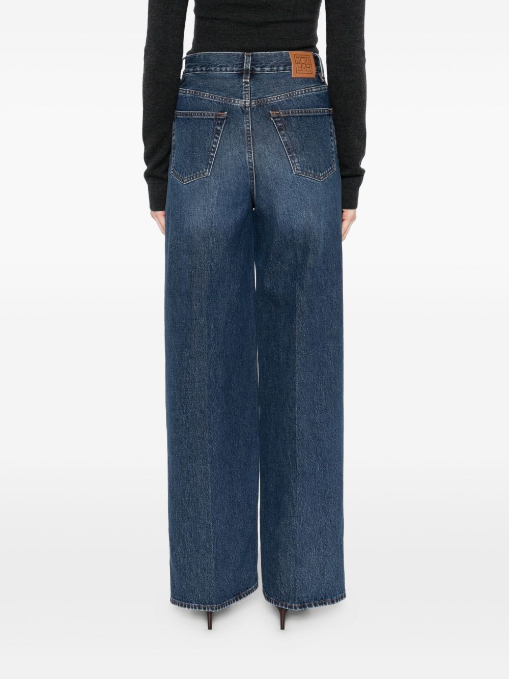 Totême High Waist Loose Leg Denim Trousers In Blue