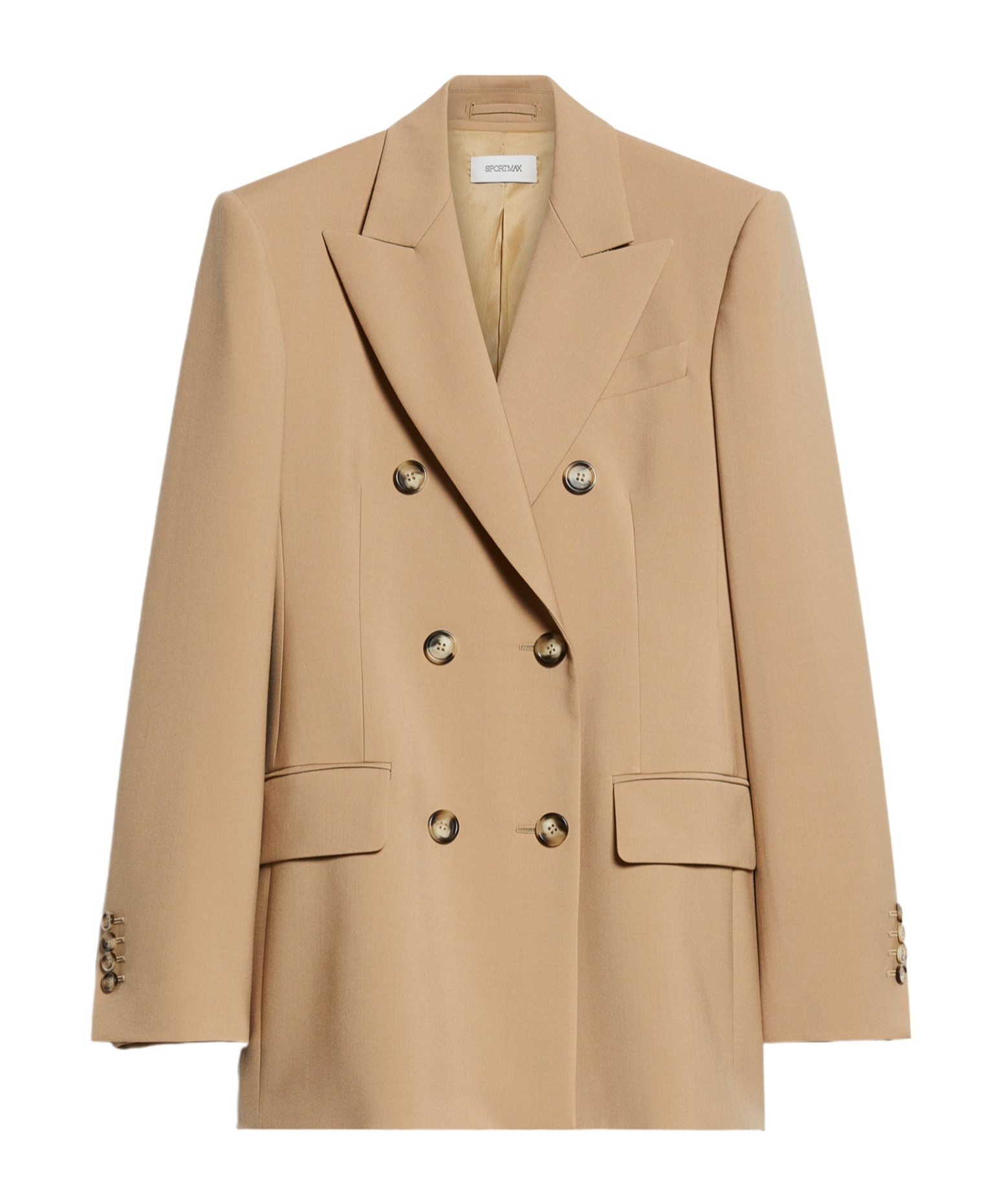 Sportmax Camel-coloured Double-breasted Jacket In Nude
