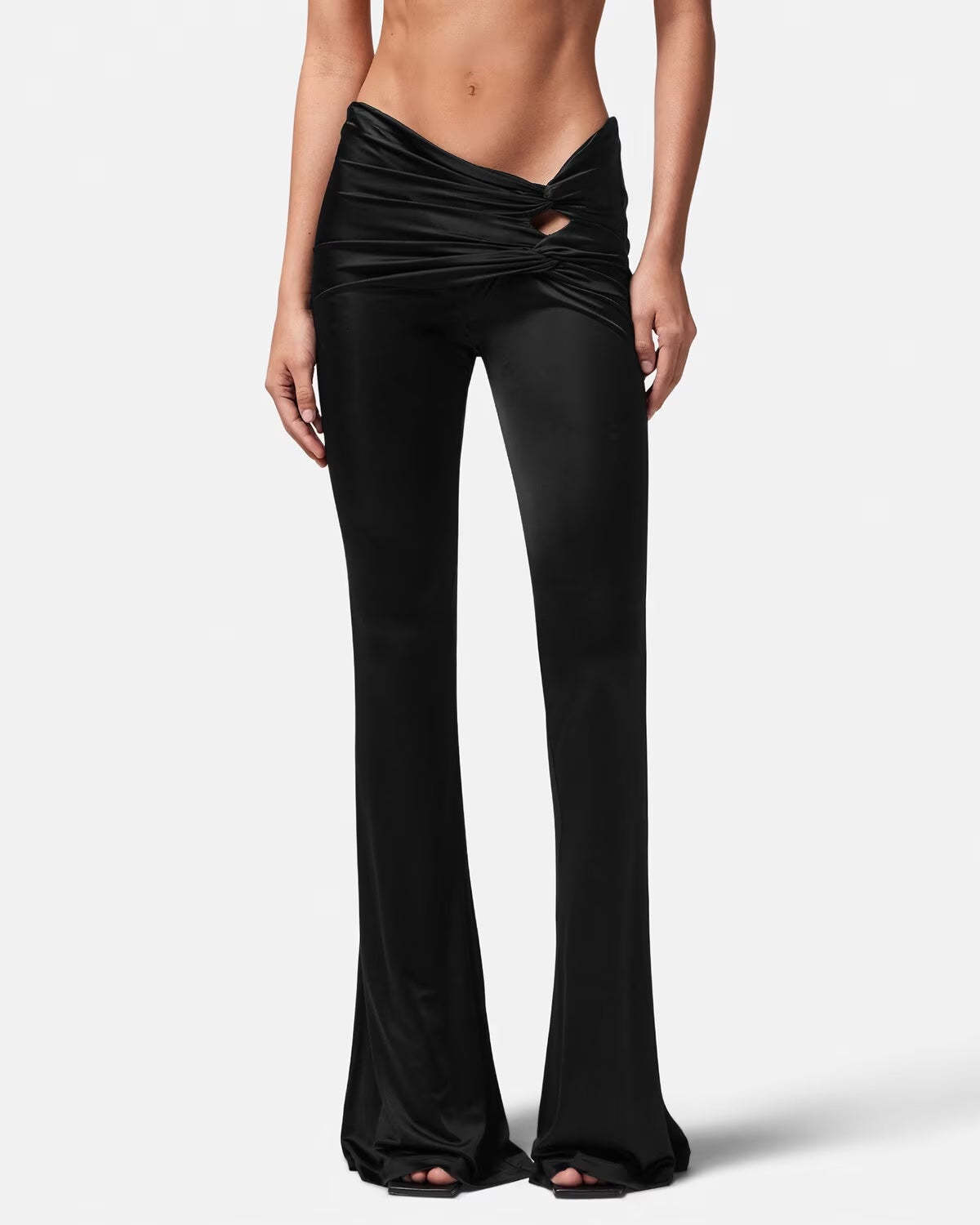 Versace X Dua Lipa Knotted Flared Trousers In Black