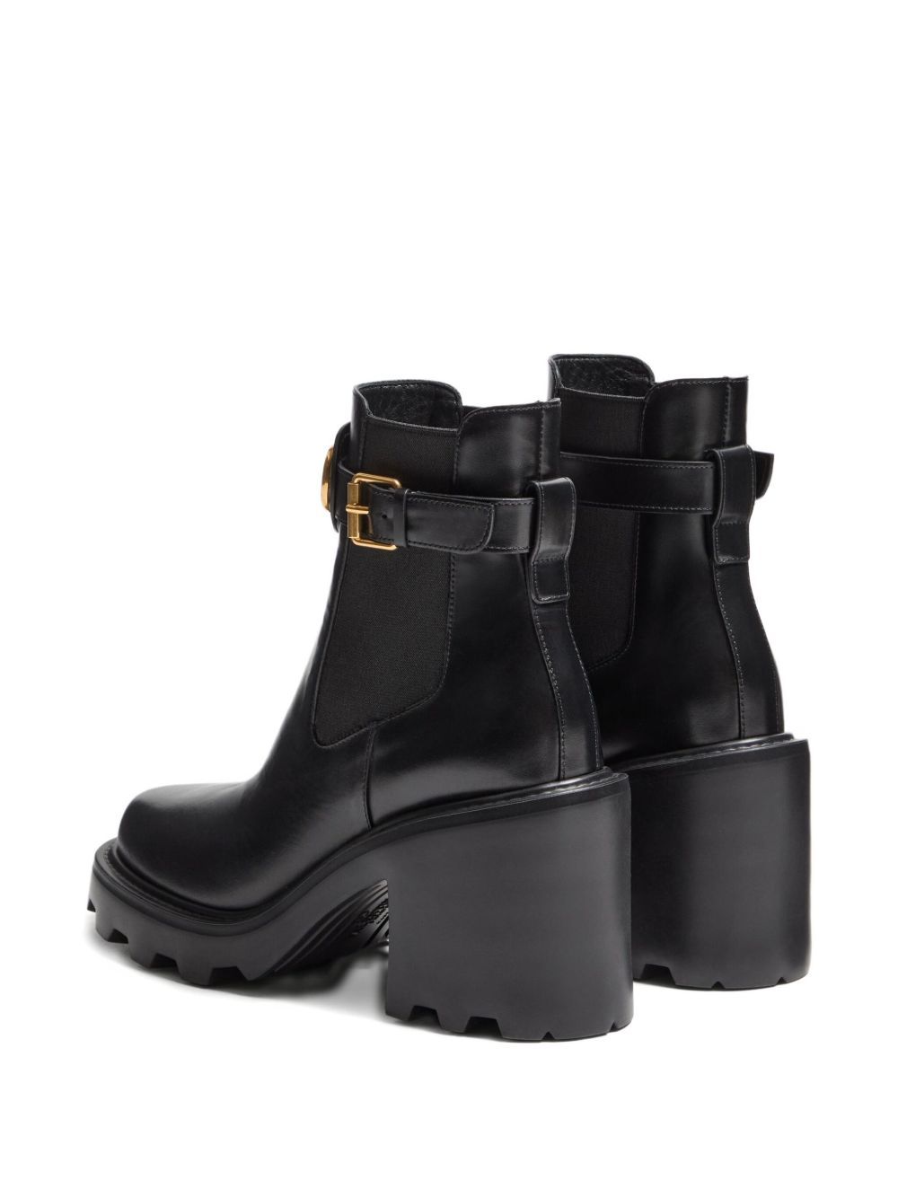 Valentino Garavani Vlogo Signature Calfskin Beatle 90mm Woman Black 42 In Black