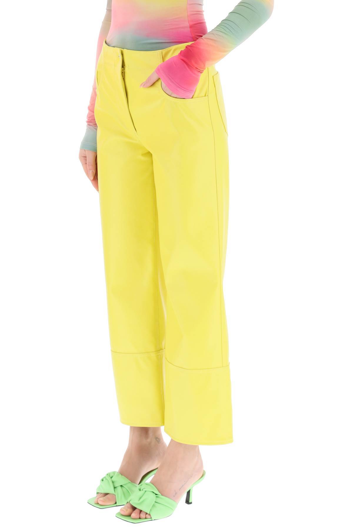 Msgm Wide-leg Cropped Trousers In Yellow