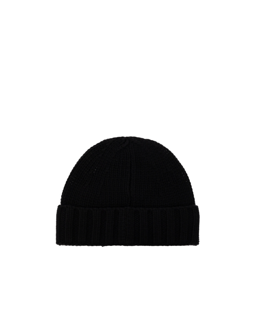 Stone Island Logo-patch Turn-up Beanie In Black