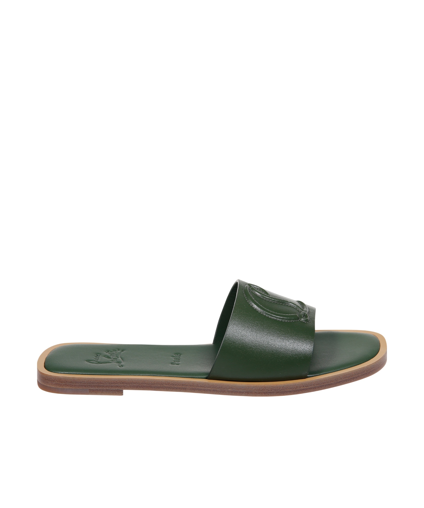 Christian Louboutin Cl Mule Leather Sandal In Green