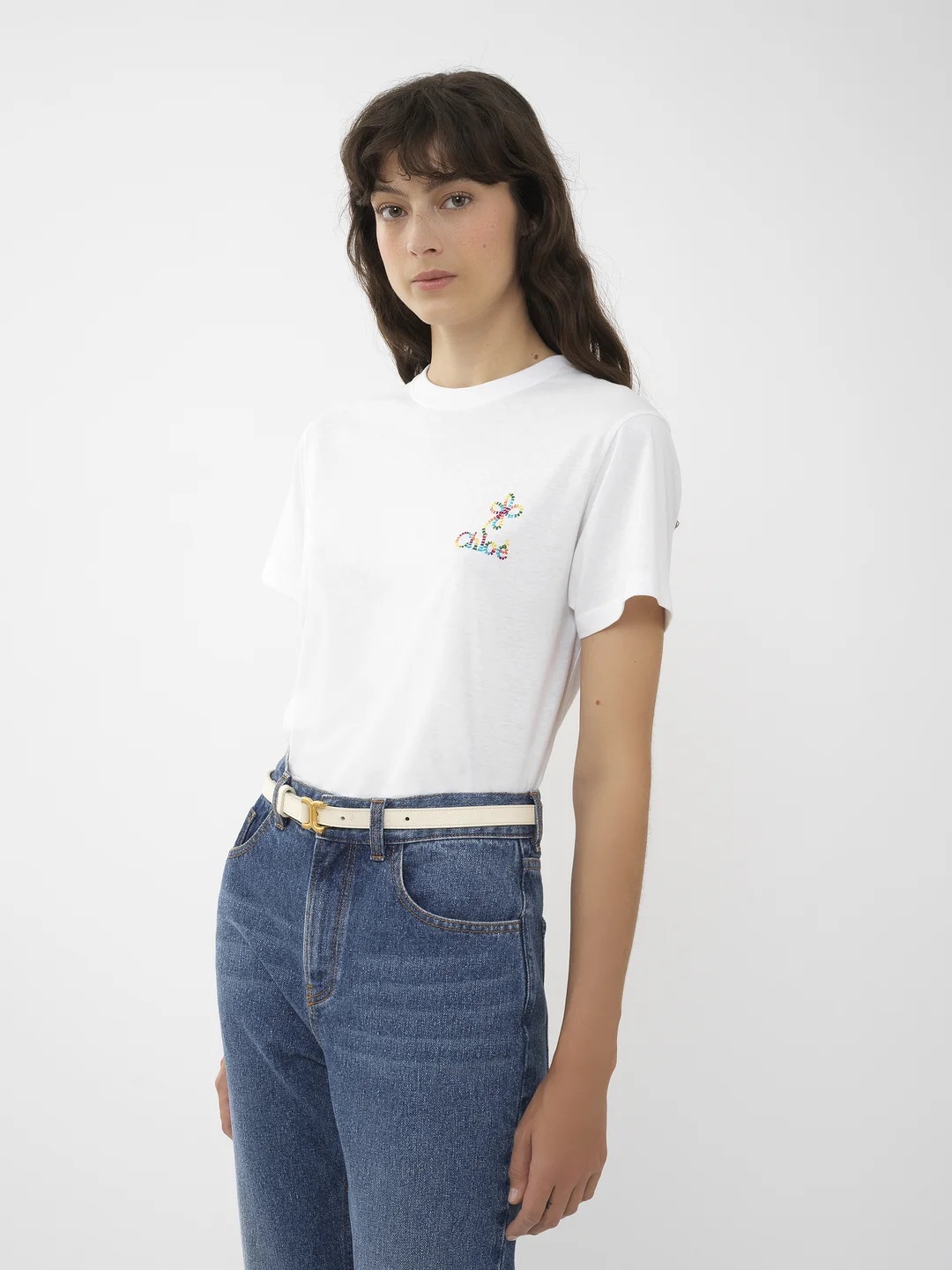 Shop Chloé Logo-embroidered Cotton T-shirt In White