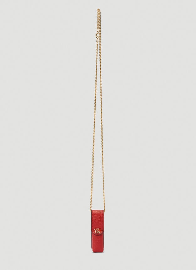 Gucci Chain Lipstick Case In Red