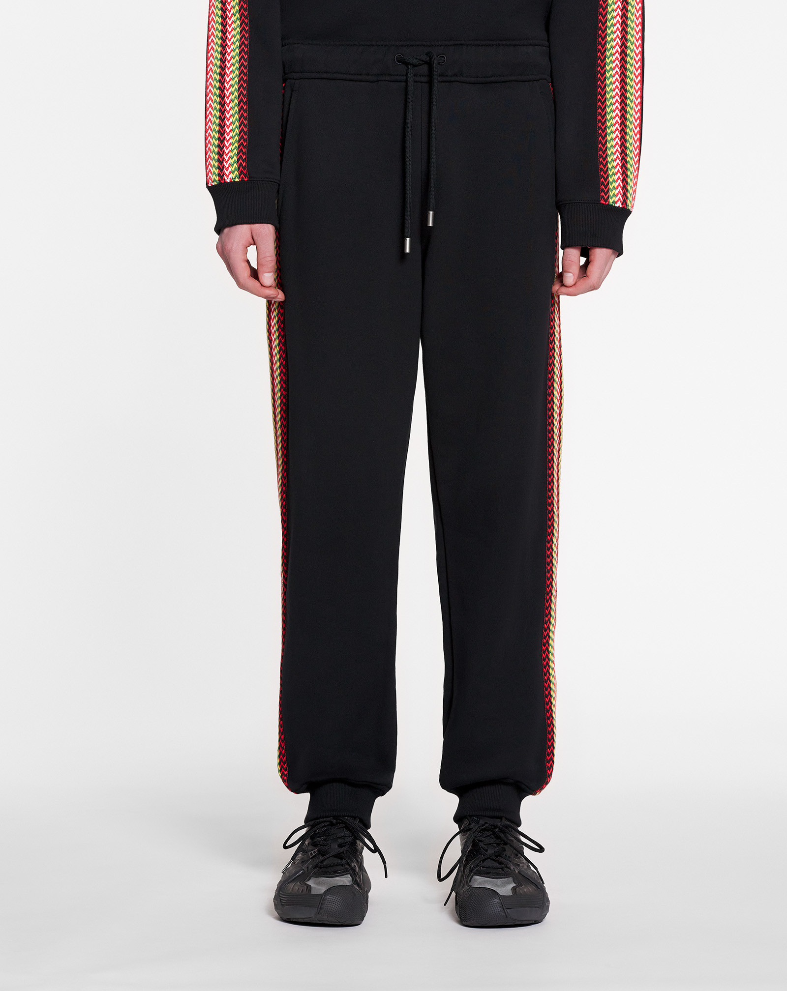 Lanvin Side Curb Cotton Track Pants In Black