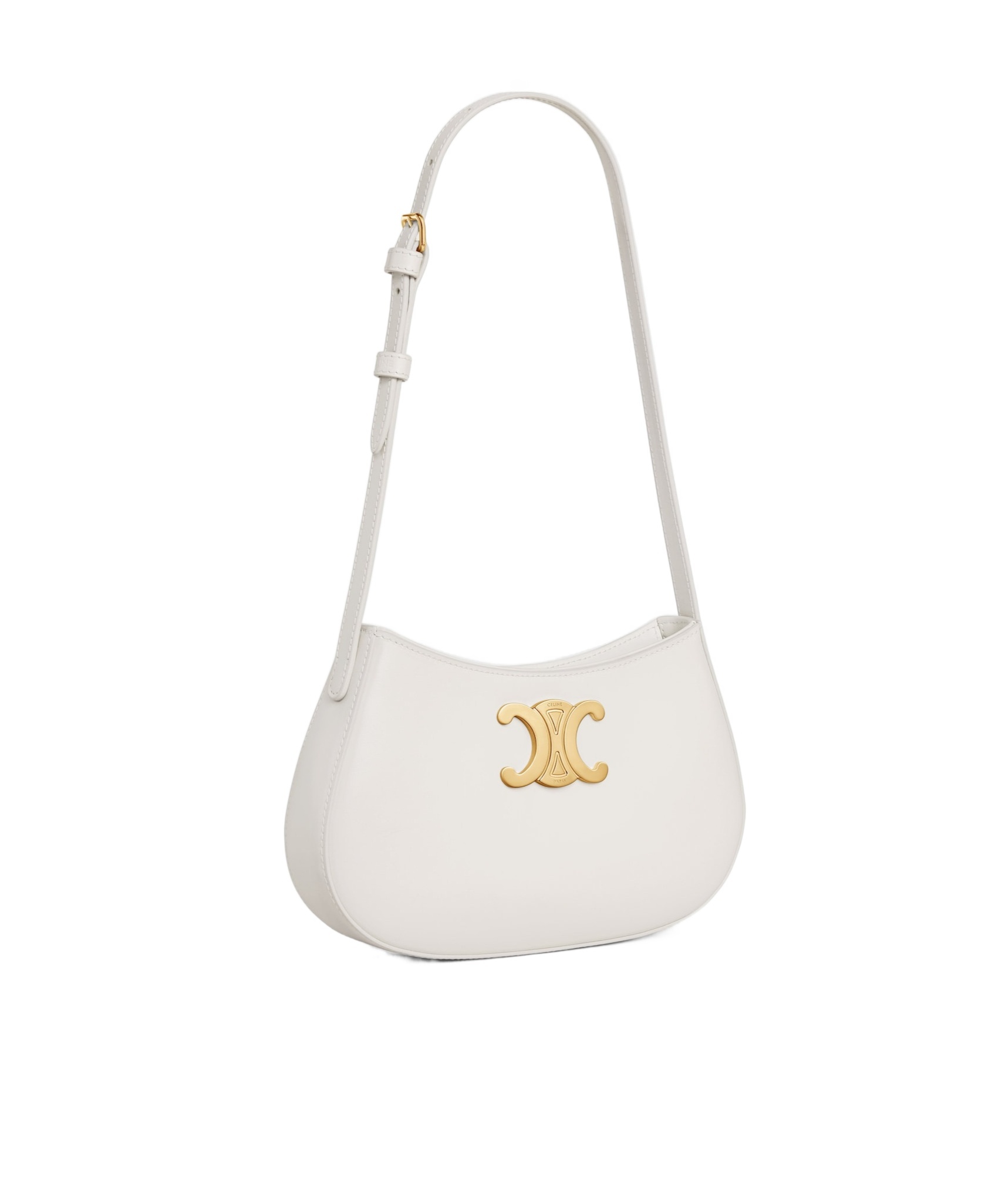 Celine Zippered Shoulder Bag In White