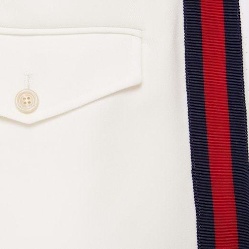 Gucci Retro Logo-patch Tweed Trousers In Nude