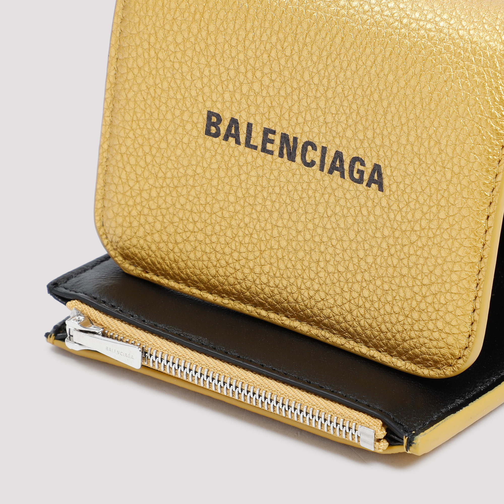 Balenciaga Logo Print Foldover Wallet In Yellow