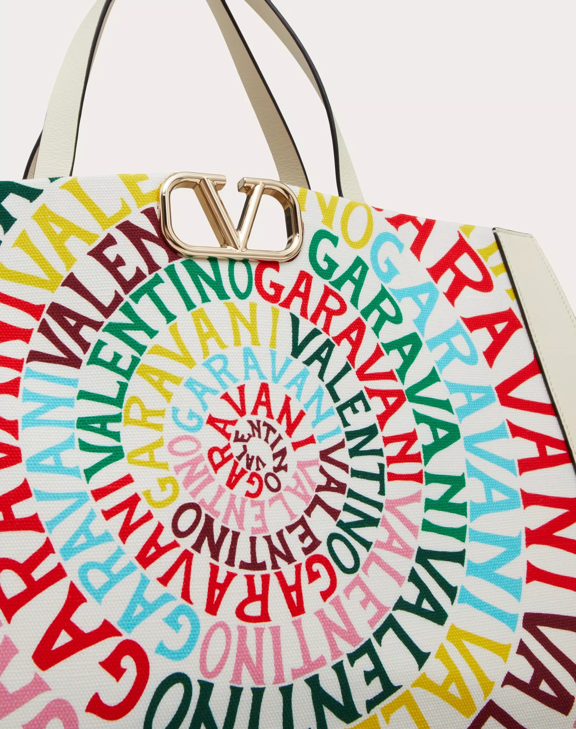 Valentino Collision Pattern Handbag In White