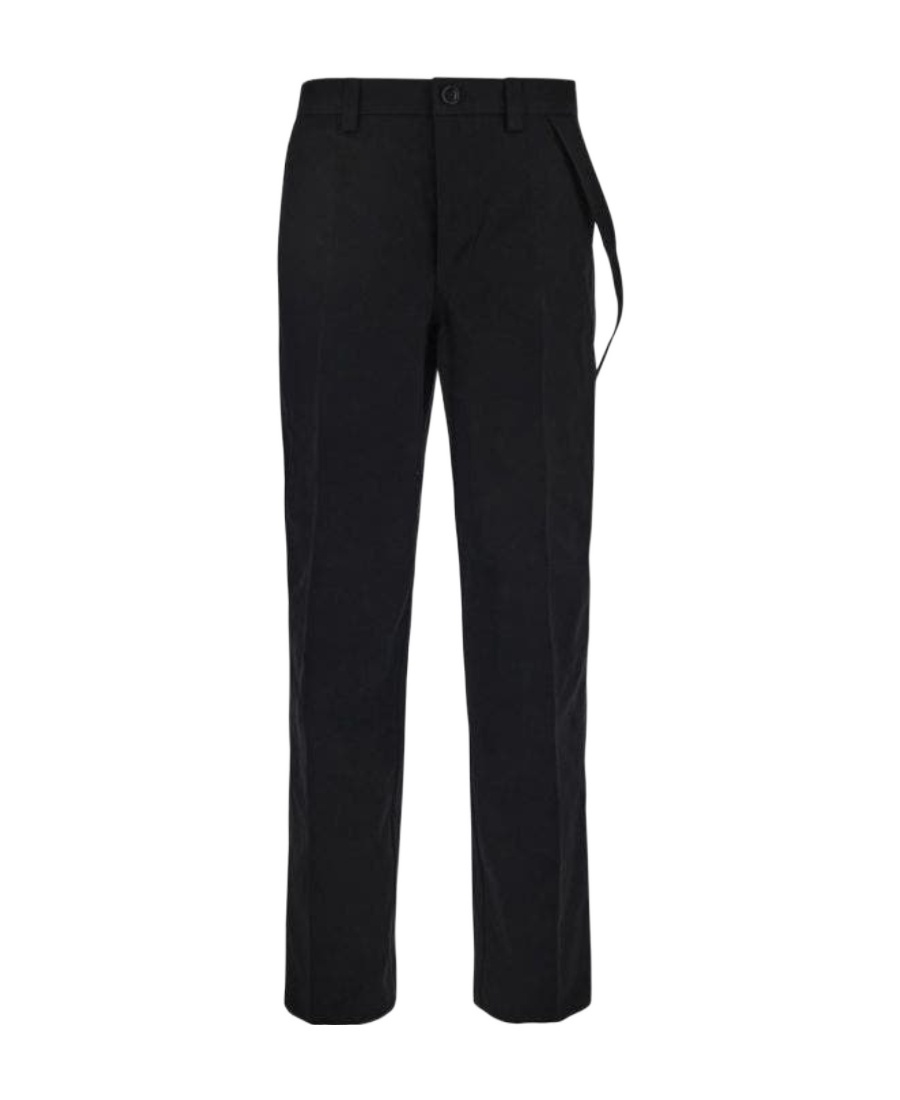 Burberry Black Cotton Wide-leg Pant In Black