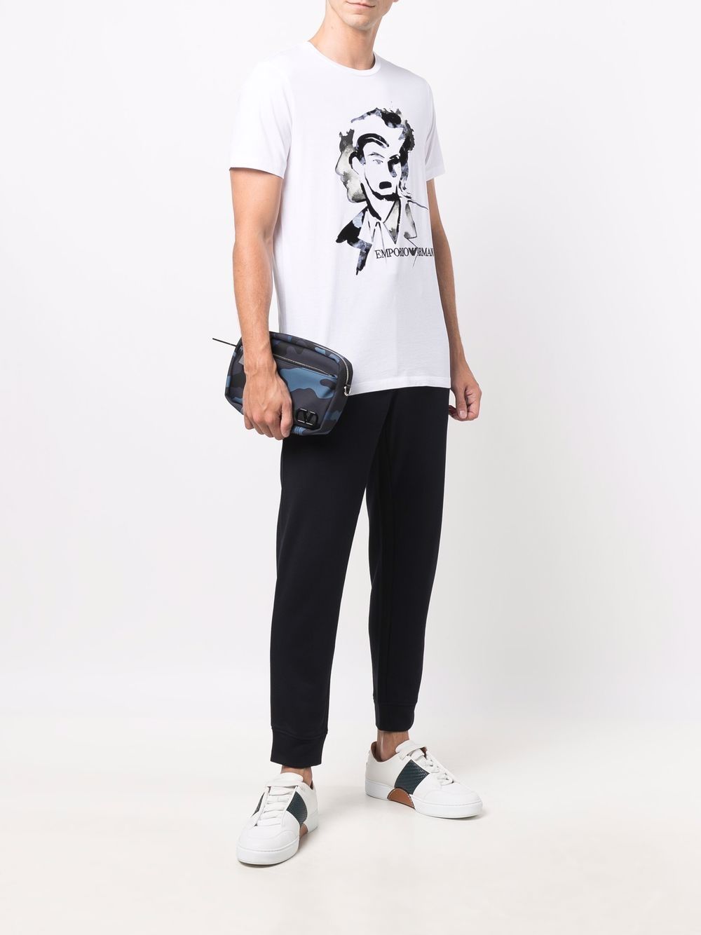 Emporio Armani Logo-embroidered Stretch-cotton Track Pants In Black