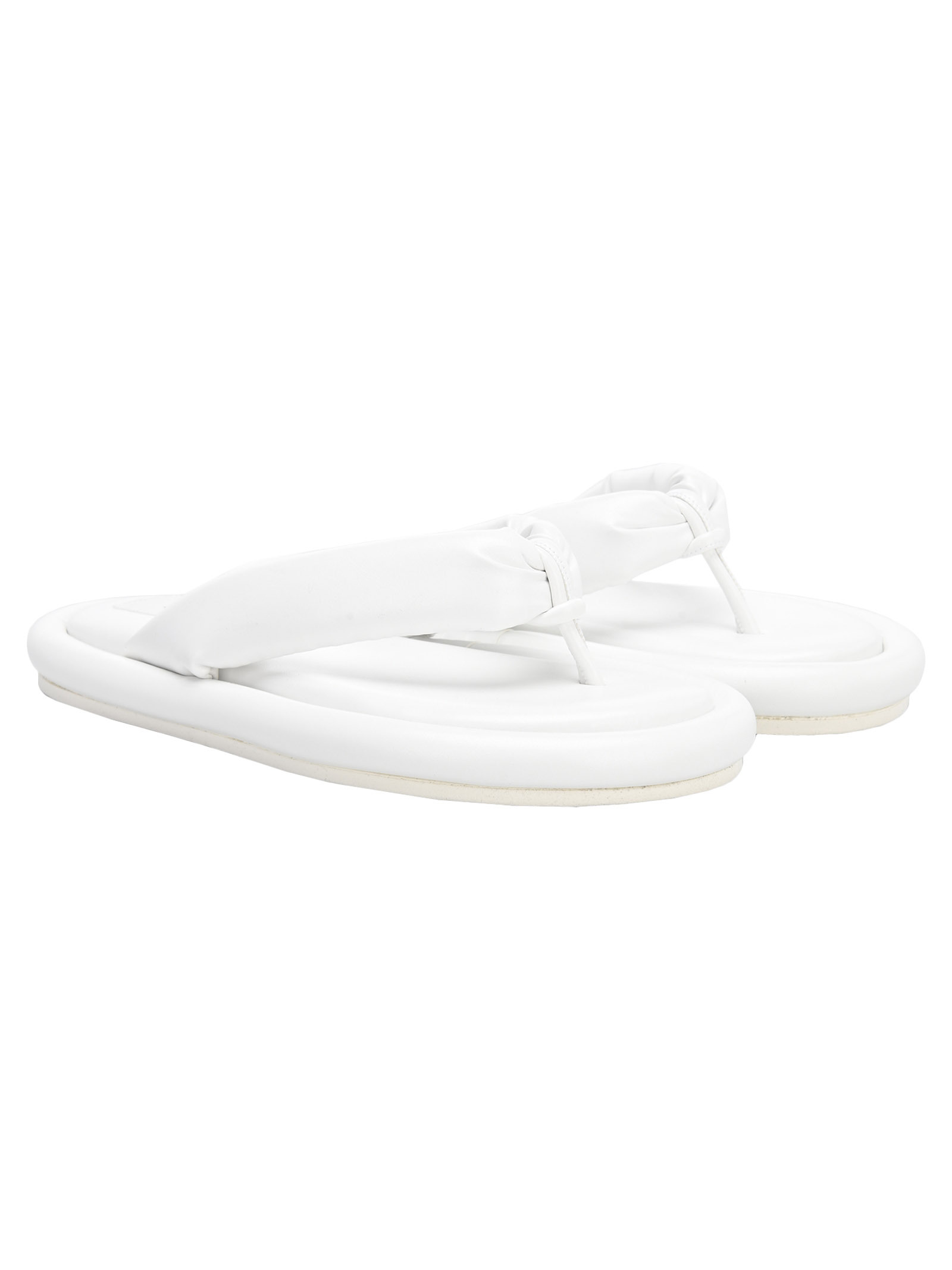 Mm6 Maison Margiela Padded Leather Flip-flops In White