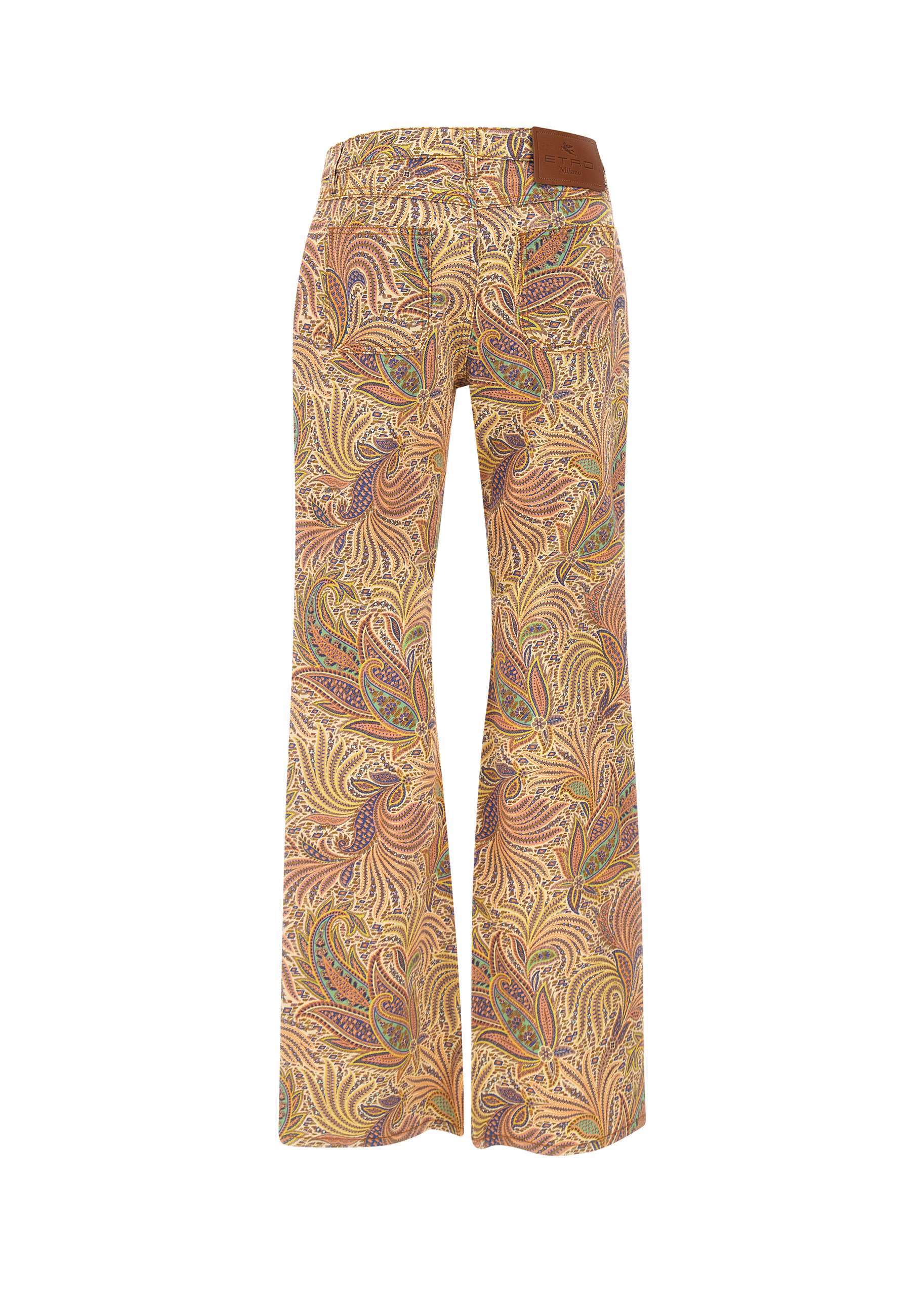 Etro Wide Leg Cotton Trousers With Paisley Pattern In Nude
