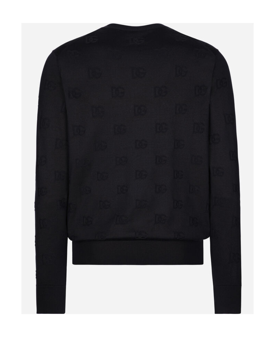 Dolce & Gabbana Logo Intarsia-knit Silk Jumper In Black