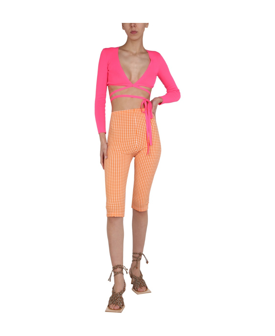 Msgm Check Pattern Bermuda In Nude