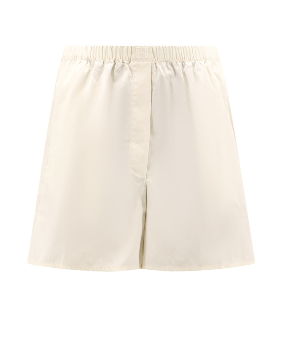 Miu Miu Logo Embroidered Shorts In White